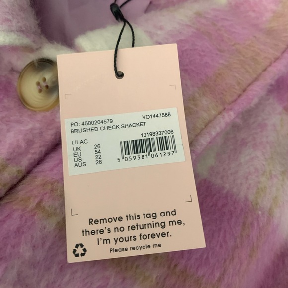 MISSGUIDED Lilac Plaid Shacket Plus NWT Size US 22 = 2XL - Picture 10 of 11